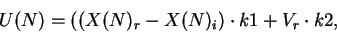 \begin{displaymath}
U(N) = ((X(N)_r - X(N)_i) \cdot k1 + V_r \cdot k2,
\end{displaymath}